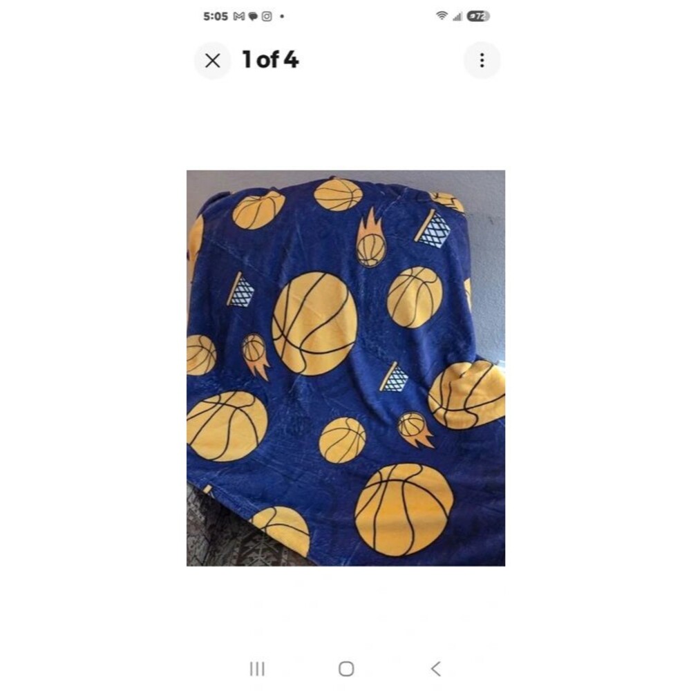 Small 4'x 6' Fleece Blanket in Orange & Purple Basketball Theme